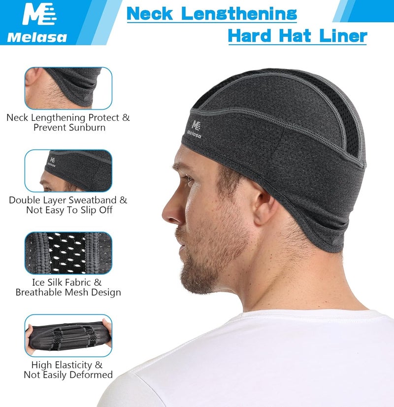 MELASA Skull Cap Cooling Helmet Liner for Hard Hat with Neck Extension Sun Protection Mesh Breathable Sweat Cap for Men Women - Image 2